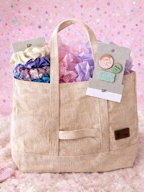 Handmade Chic Canvas Tote Bag Set - Unicorn Scrunchies & Pins - DIY Teen Gift